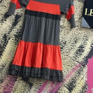 Charming Kids Dress in Red and Gray